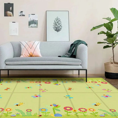  180*100cm Doppelseitige BabySpielmatte Krabbelmatte, Faltbare Wasserdichte Schaumstoff-Babymatte Krabbelmatte Grün