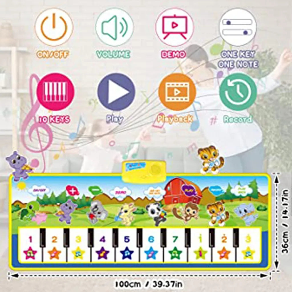  Kinder Klaviermatte, Baby Musikmatte Spielzeug Ab 1 Jahr, Musik Tanzmatte Mit 10 Klaviertasten, Lernspielzeug Geschenke Für Jungen Mädchen Kleinkinder (100 X 36 Cm)