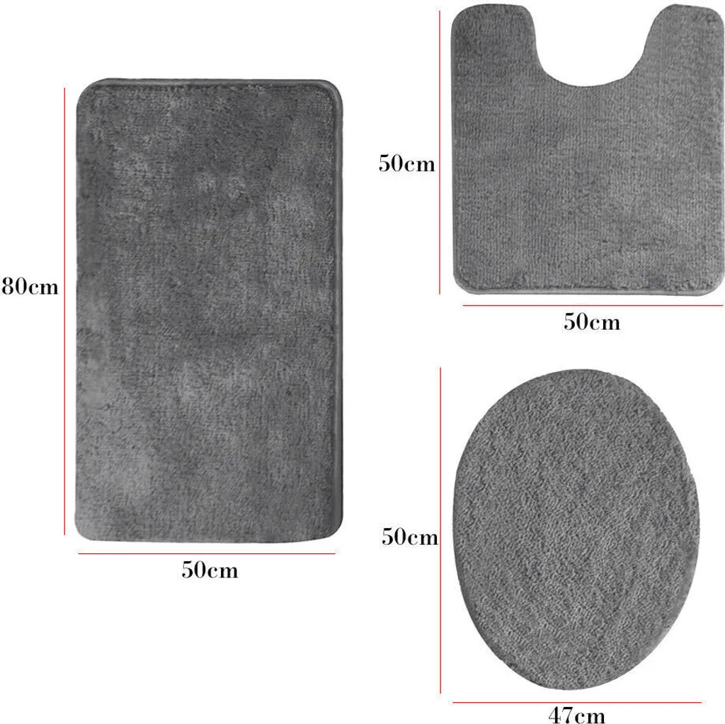  Topchances Duschvorhang Badezimmermatten-Set 3-teilig,Badematten Rutschfeste Badematte Bad Küche Carpet Fußmatten Decor Teppich (Grau, 50 X 80 Cm)