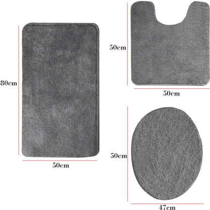  Topchances Duschvorhang Badezimmermatten-Set 3-teilig,Badematten Rutschfeste Badematte Bad Küche Carpet Fußmatten Decor Teppich (Grau, 50 X 80 Cm)
