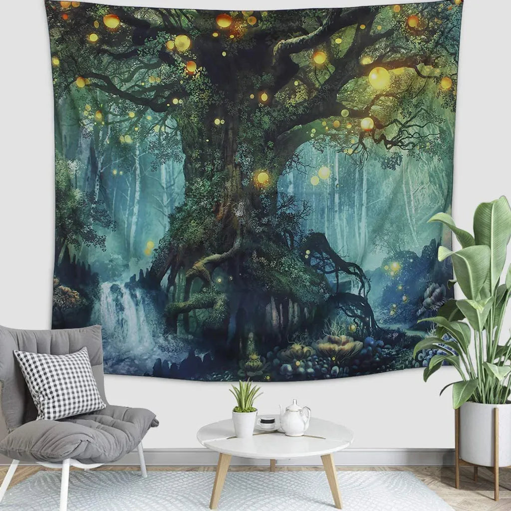  Floral 3D Wandbehang Tapisserie Kreative Wald Realistische 3D Wandteppich Wohnkultur Baum Druck Wandkunst Tapisserie