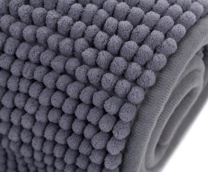  GÖZZE Chenille Badteppich 60x100 Cm Badvorleger Anti-Rutsch-Beschichtung Anthrazit