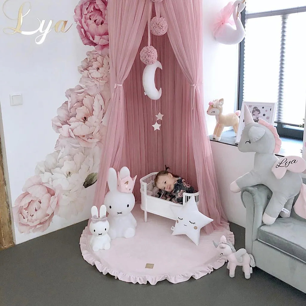  MeowBaby Baby Spielmatte Rund Mit Volant, Rosa